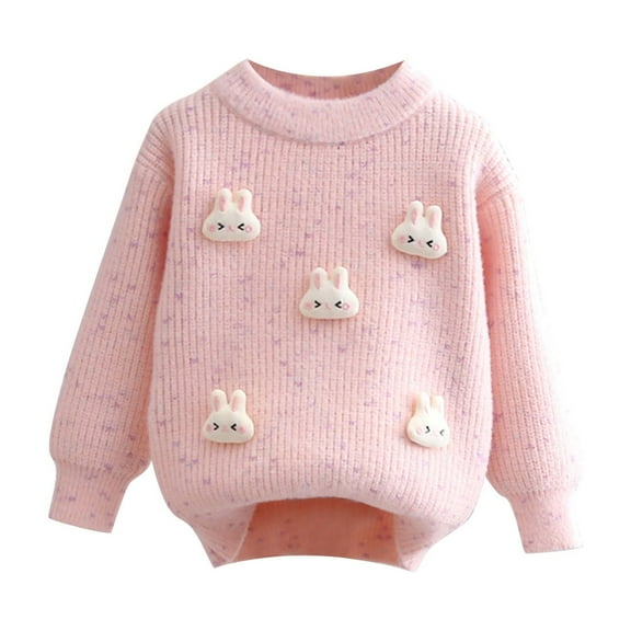 TFEOQRY Toddler Kids Baby Girls sweater pullover Fashion Cute Rabbit Long Sleeved Warm Round Neck Sweater Pink