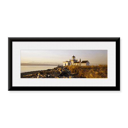 Framed Art Print, Lighthouse on the beach by Panoramic Images, 25-7/8" x 9-7/8"
