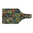 thumbnail image 1 of Hipster Cutting Board, Abstract Doodle Flowers Leaves and Hearts in Geometrical Shapes Rectangles Squares, Tempered Glass Cutting and Serving Board, Wine Bottle Shape, Multicolor, by Ambesonne, 1 of 1