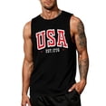 thumbnail image 2 of LNZGNM Men's Workout Tank Tops Big and Tall USA Flag Sleeveless Shirt Athletic Muscle Graphic Patriotic Tank Tops Beach Summer Tee Tops,Black 2XL, 2 of 4