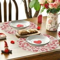 Upgraded Round Placemat Valentine Round Placemat B 14.17×14.17in Valentine's Day Decorations