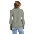 thumbnail image 4 of Fshiont Womens Sweaters Fall Fashion 2025 Long Sleeve Button Cuff Soft Knit Pullover Trendy Tops Dressy Casual Blouses Light Gray 2XL, 4 of 5