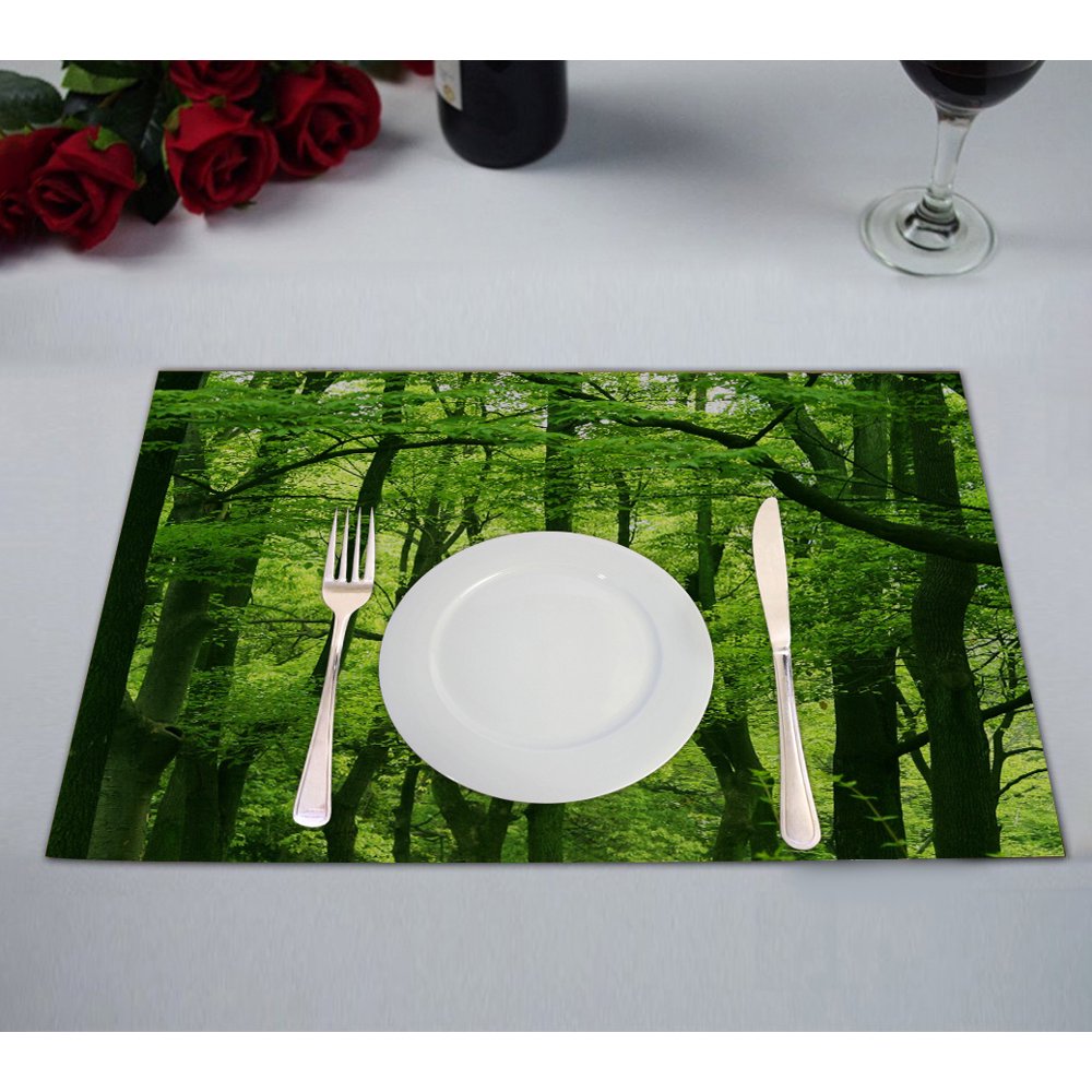 GCKG Dream Amazing Beautiful Fresh Green Forest Placemats 12x18 inches Set of 2