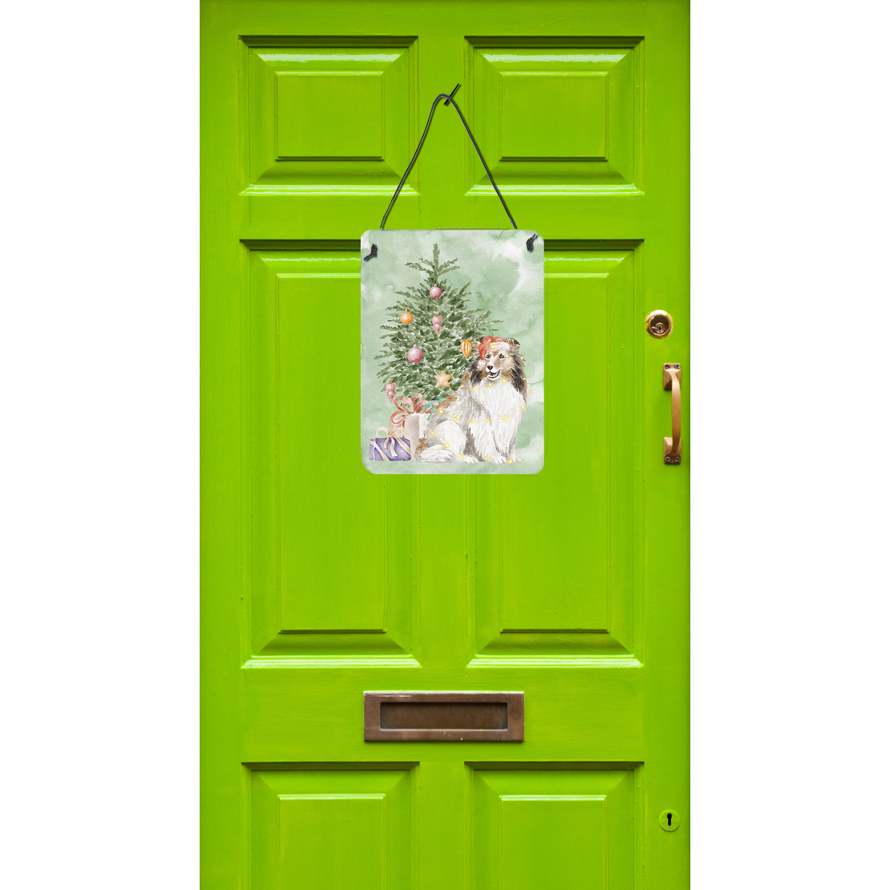 Carolines Treasures CK8247DS1216 Sheltie Christmas Presents and Tree Wall or Door Hanging Prints 12x16 multicolor