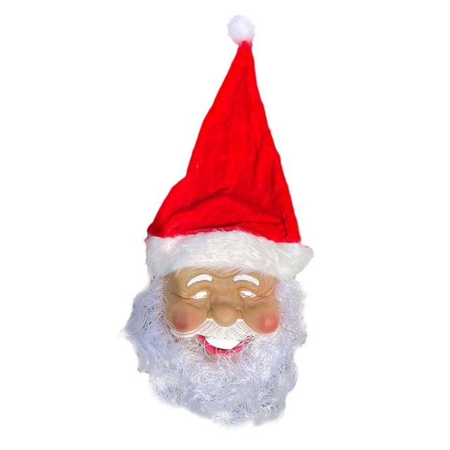 Christmas Santa Holiday Santa Head Soft Cozy Novelty with Santa Hat and Beard for Cosplay Celebrations CUTICAT Máscaras de Papá Noel