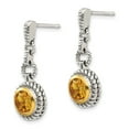 thumbnail image 2 of 925 Sterling Silver Yellow Gold-Tone Flash Gold-plated Citrine Yellow November Gemstone Earrings - 23mm x 10mm, 2 of 4