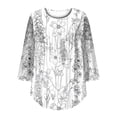 thumbnail image 2 of TaTaai Womens Casual Printed Shirt 3/4 Sleeve Round Neck Front Pleated Blouse Loose Fit Fashion Tunic Soft Comfortable Top for Spring Summer Holiday Daily Gift, 2 of 7