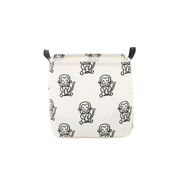 Injueey Cesto de lavandería Estuche de almacenamiento Caja de artículos diversos Gran capacidad Multiusos Cubo de mano de obra fina exquisita Almacenamiento y organización del hogar Patrón de mono 2