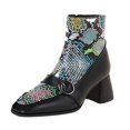 thumbnail image 1 of NECHOLOGY Botas Mujer Adulto Femenino Zapatos Botines mujer Botines de mujer en otoño e invierno patrón de bloqueo de color de moda cómodo punta cuadrada tacón grueso (Blue, 9), 1 of 6
