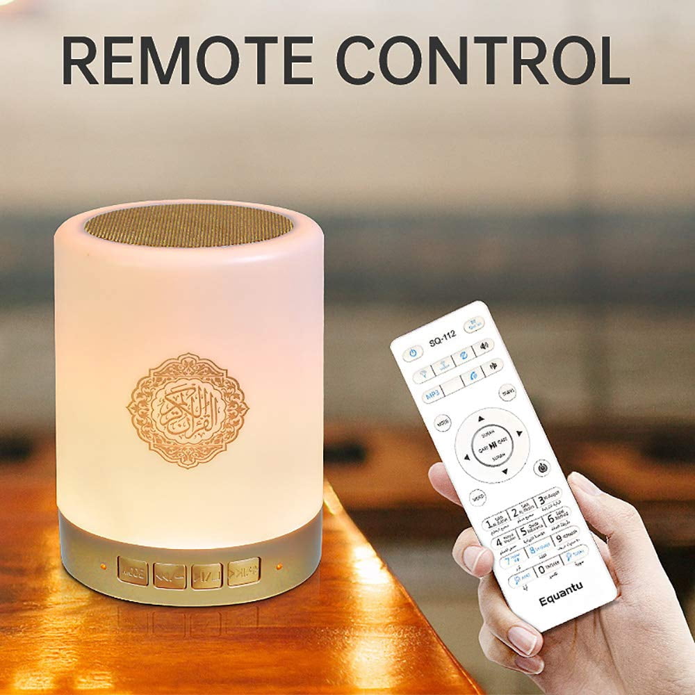 Portable Quran Speaker,Bluetooth Speaker with LED Night Light, Time Display, Azan Player, and App&Remote Control - Arabic Quran Recitation Lamp