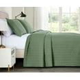 thumbnail image 3 of Chezmoi Collection Madrid Herringbone Geometric Solid Cotton Lightweight Quilt, 3-Piece Quilt Set, King, Sage Green, 3 of 9
