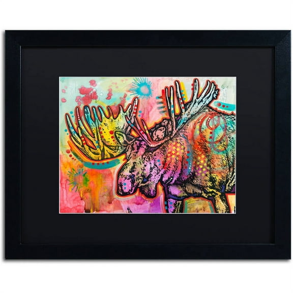 Trademark Fine Art "Moose" Canvas Art by Dean Russo, Black Matte, Black Frame