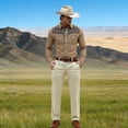 thumbnail image 3 of Mens Western Shirts Long Sleeve Button Down Shirts Cowboy Slim Fit Spring Fall Tops Khaki XL, 3 of 4