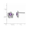 thumbnail image 2 of Sterling Silver Rhodium-plated Floral Amethyst Post Earrings - .82 cwt - Measures 15x9mm Wide, 2 of 2