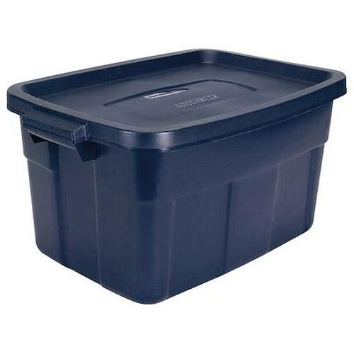 Rubbermaid Storage Tote, 14 gal, 23-7/8 in L x 15-7/8 in W x 12-1/4 in H, Dark Indigo Metallic, Plastic