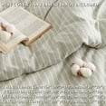 thumbnail image 5 of NAYOROOM 100% Cotton Duvet Cover Queen Set, 3-Piece Breathable Comforter Cover（Sage Green & White Striped）, 5 of 10