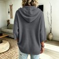 thumbnail image 4 of Domzest Oversized Hooded Knit Sweater for Women 3/4 Sleeve V Neck Button Up Hoodies 2026 Fall Casual Lightweight Pullover Sweater Gray XL, 4 of 6