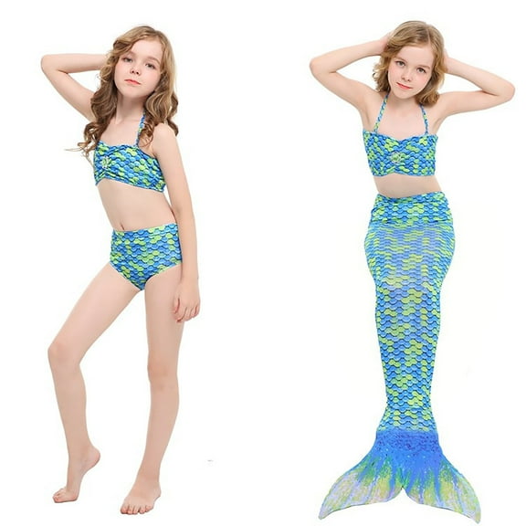 Fshinging Girls Swimsuits Fish Tail Set Princess Party Hot Spring Performance 3 Piece Set Plus Size Swim Clothes Size 2-3 Years