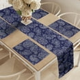 thumbnail image 2 of Ambesonne Batik Table Runner & Placemats, Flowers Paisley Fantasy Art, Placemat 4 pcs + Runner 12"x72", Indigo White, 2 of 2