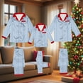 thumbnail image 4 of Family Christmas Pajamas Matching Sets Silk Stain Shirt and Pant Striped Festival Long Sleeve Button Down Lapel Collar Pj Set Long Pants Holiday 2 Piece Loungewear, 4 of 5