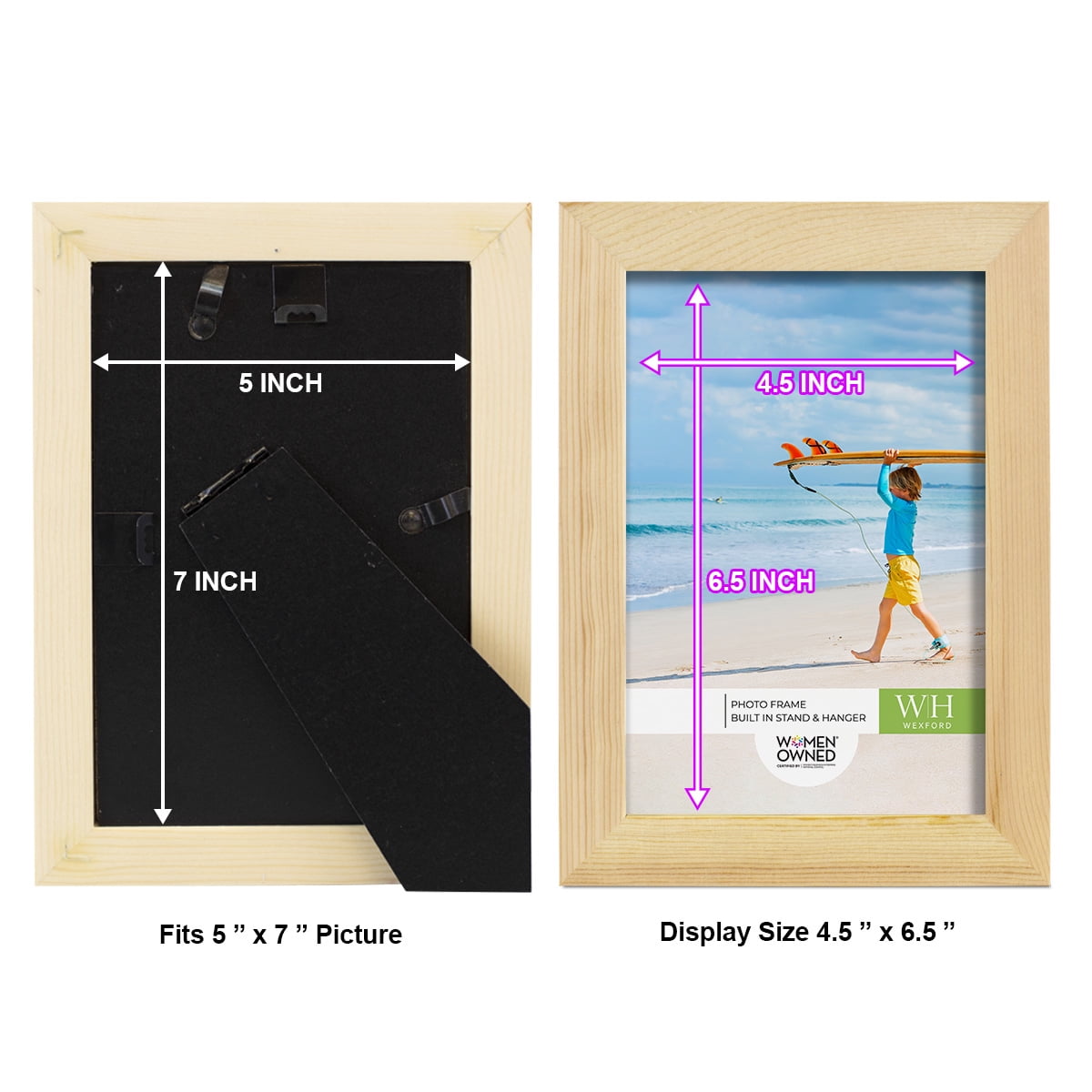 Woodgrain 5 in. x 7 in. Natural Wood Picture Frame Set (Set of 4)
