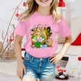thumbnail image 2 of MIXUE Toddler Girls Tops & T-Shirts Easter Bunny Round Neck Short Sleeve Casual Solid Color Tops Pullover T Shirts Daily-Wear,Pink,12-13 Years, 2 of 4