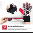 thumbnail image 4 of Gants de Gardien de Football Rouges Taille 9 pour Enfants et Adultes - Paume en Latex de Qualité Supérieure pour Prise Antidérapante, Bouts des Doigts en Nylon Respirants, Protection Rembourrée, Fermeture de Poignet Ajustable, Construction Durable en PU et Nylon -, 4 of 4