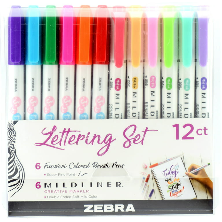 ZEBRA Lettering Set, Mildliner/Funwari Combo 12 Pack