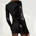 thumbnail image 4 of Vestido de manga larga para mujer vestido elegante y sexy con cuello en V jersey ajustado vestido nocturno, 4 of 8