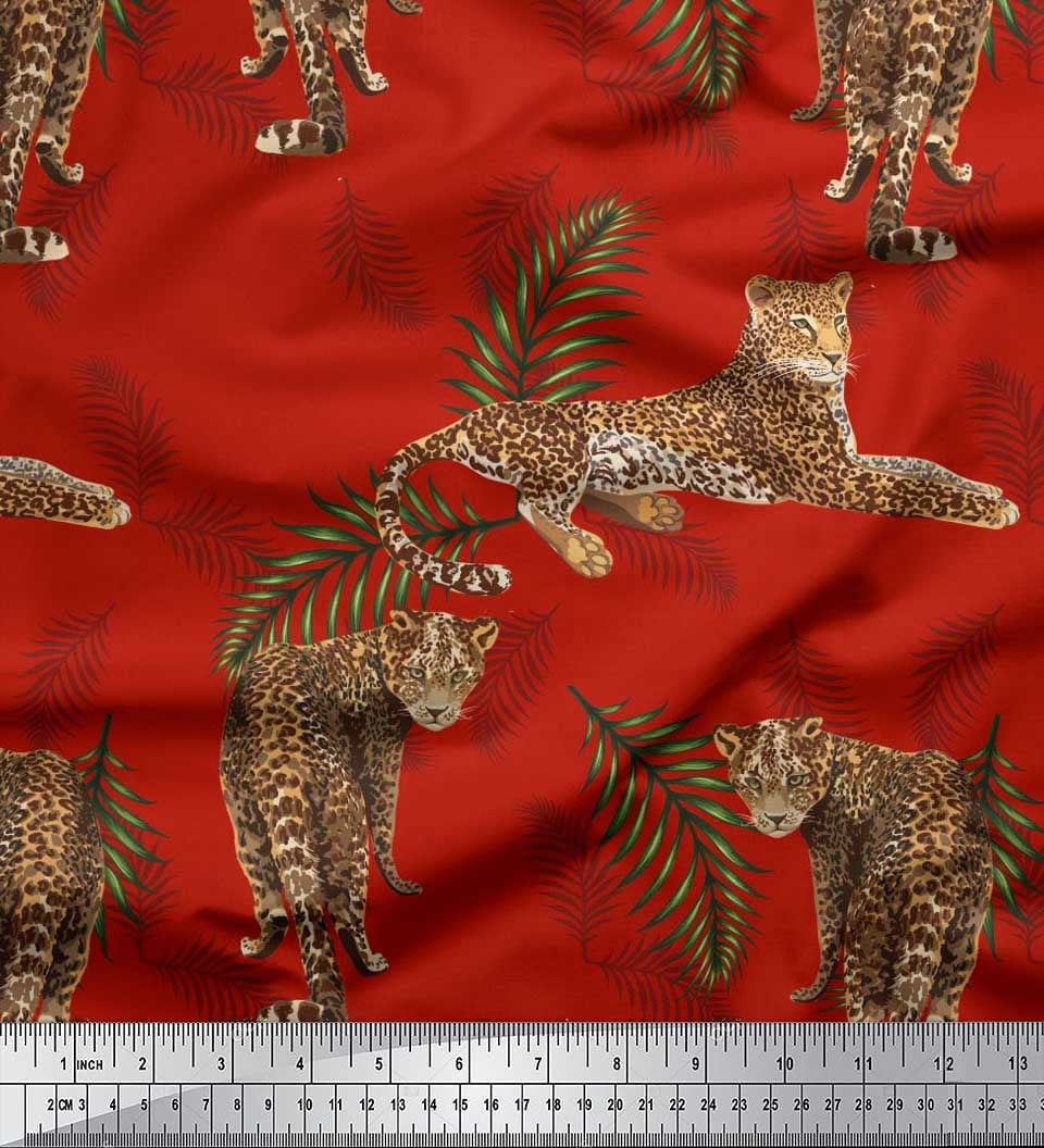 Leopard Printed georgette Fabric 60” Width Sold By The Yard 