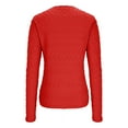 thumbnail image 5 of ZHYou Women Slim Fit Leaf Pattern Knit Tops,Long Sleeve,Round Neck Stretchy Soft Fashion Sweaters,Red,Size S, 5 of 8