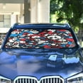 thumbnail image 4 of WOBOGO Red Blue Graffiti Pattern Car Windshield Sunshades Autopilot Lightweight Accordion Sun Visor 57×31.5in, 4 of 8