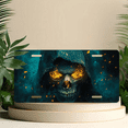 thumbnail image 6 of 1 Pcs 2D Flat License Plate Covers & Frames, Flame Eyed Skull For Decorative Front, Waterproof For Decoration Aluminum License Plate Covers & Frames Cover For Men Women, 12" X 6", 6 of 7