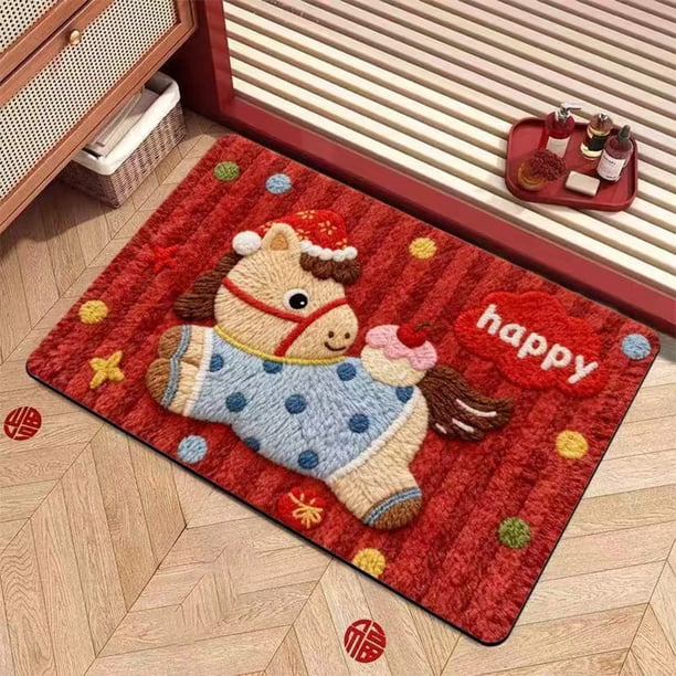 CREATITOY 23.6x15.7In 2026 Year of the Horse Cute Mat Non-Slip Floor Mat