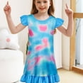 thumbnail image 3 of Jurebecia Girls Nightgowns Rainbow Sleepwear Night Sleep Dress Flutter Nightgown Sleeve Little Kids Toddler Soft Pajamas 110 CM 3-4 Years, 3 of 11