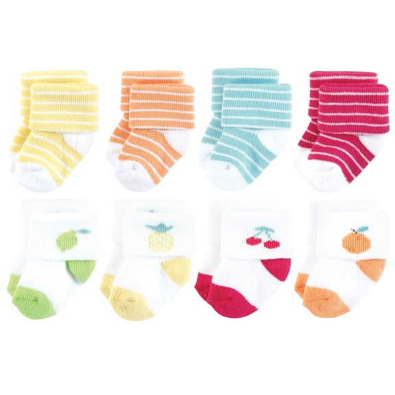 Hudson Baby Cotton Rich Newborn and Terry Socks, Fruity, 0-6 Months