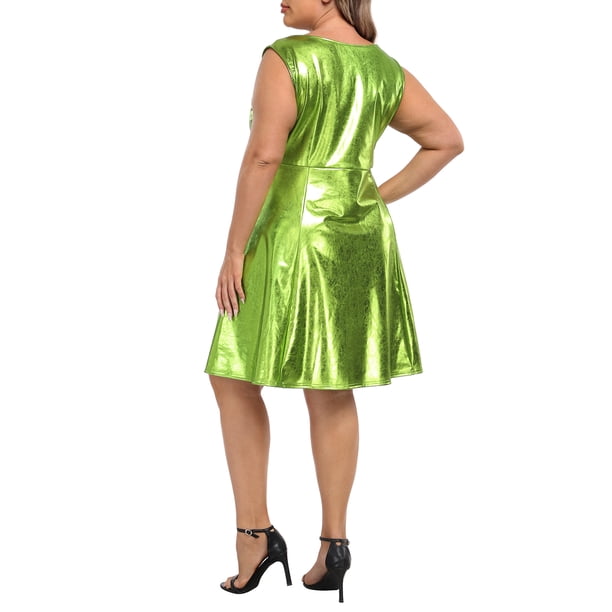 HDE Shiny Metallic Alien Costume Dress Futuristic Sleeveless Space Skater  Dress Bright Green - 4X - Walmart Business Supplies