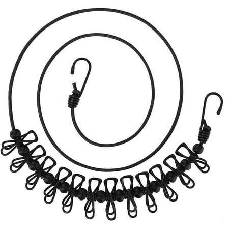 

Heldig Portable Travel Clothesline Adjustable Elastic Travel Camping Retractable Clothesline with 12pcs Clips for Outdoor and Indoor UseB