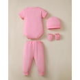 thumbnail image 3 of KIMI BEAR Newborn Baby Girls Layette Essentials Set 6-9 Months Summer Clothes 4 Packs Short Sleeves Romper Tops Pants Sets with Hats and Mittens 16pcs Girl Gifts Pink, 3 of 9