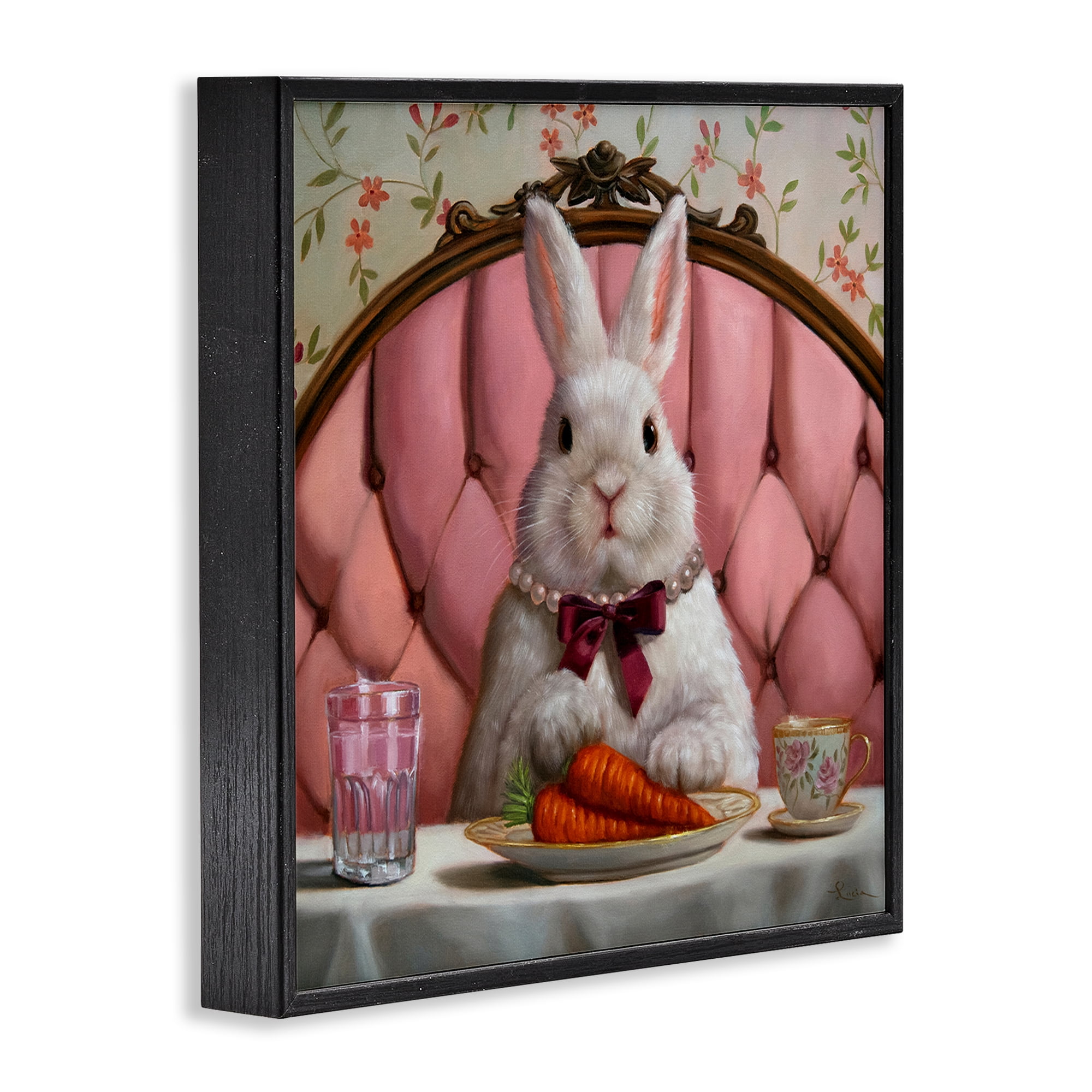 Stupell Industries Bun Appetit Rabbit Dining Black Framed Giclee Art, design by Lucia Heffernan