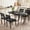 Black Tube + Black, variant on 5 PCS Dining Set Wood Metal 30" Table & 4 Wooden Seat Chairs, Modern Angled Corner Design, Compact Dinner Set for Small Spaces, Apartment, White & Wood Grain Color