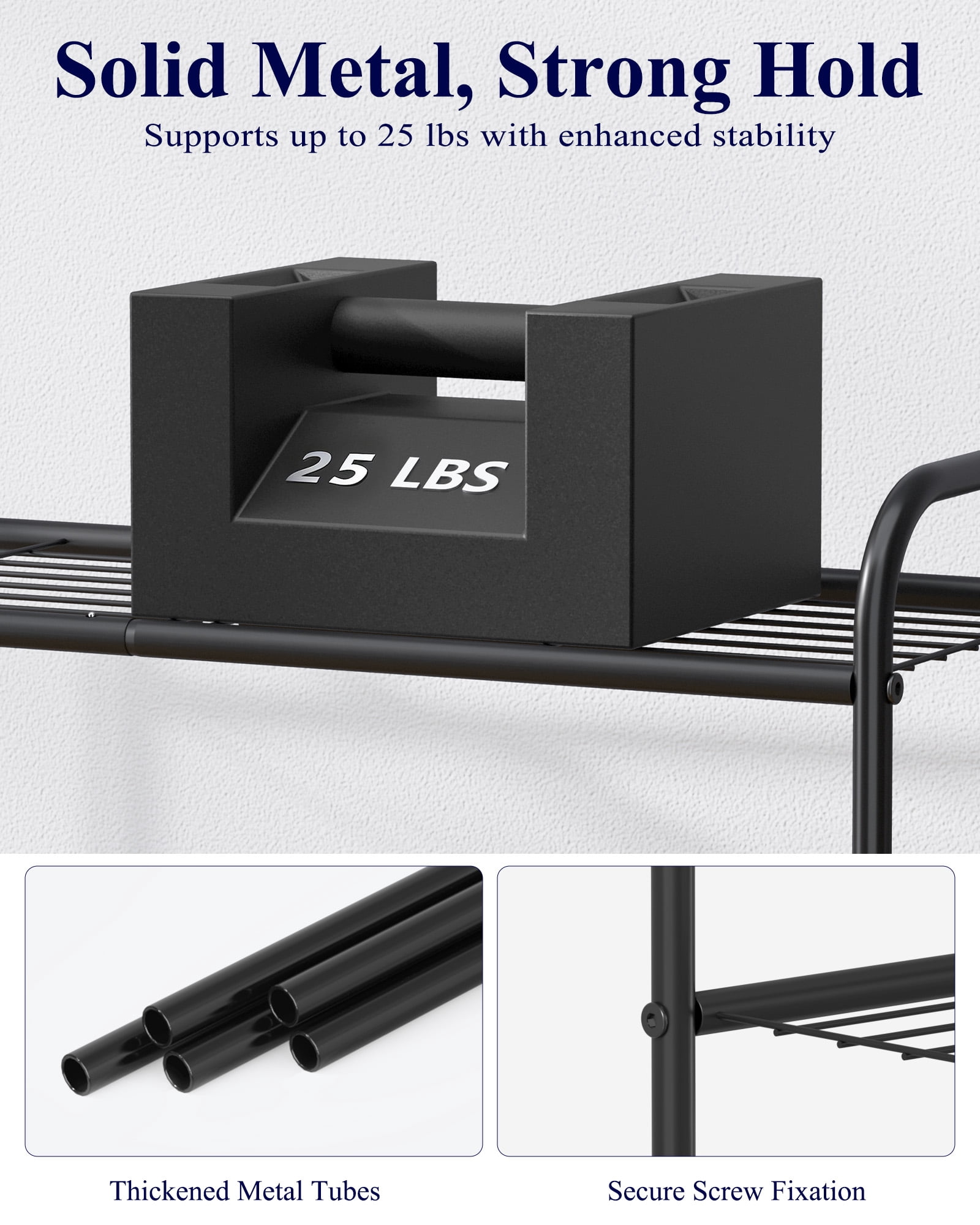 Kitsure Shoe Rack - Stainless Steel Shoe Organizer, Sturdy Shoe Rack for Closet and Front Door Entrance, Free Standing Shoe Shelf, Closet Organizers and Storage, 25.6" Wide - 3 Tier, Black