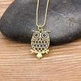 thumbnail image 6 of New Arrival Charm Fashion Owl 14K Yellow Gold Pendant Long Sweater Chain Necklaces Vintage Statement Animal Rhinestone Jewelry For Women, 6 of 6