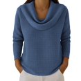 thumbnail image 2 of Harpily Long Sleeve Shirts for Women Cowl Neck Waffle Textured Loose Fit for Women Casual Street Wear Daily Outfits, 2 of 4