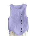 thumbnail image 2 of Purple Womens Blouses Women's Summer Solid Color Tops Fashionable Casual Loose Cotton Linen Women's T Shirt Vest Strap Ladies Tops and Blouses, 2 of 5