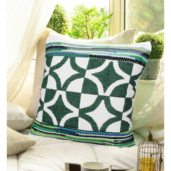Lr Home Naomi Set of 2 Green/Ivory 20" x 20" Geometric Cotton Blend Adult Decorative Throw Pillow Set