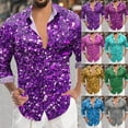 thumbnail image 5 of Hpapadks Mens Shirts Casual Long Sleeve Carnival Sequin Digital 3D Print Lapel Button Down Top Loose Mens Dress Shirt Hot Pink S, 5 of 5