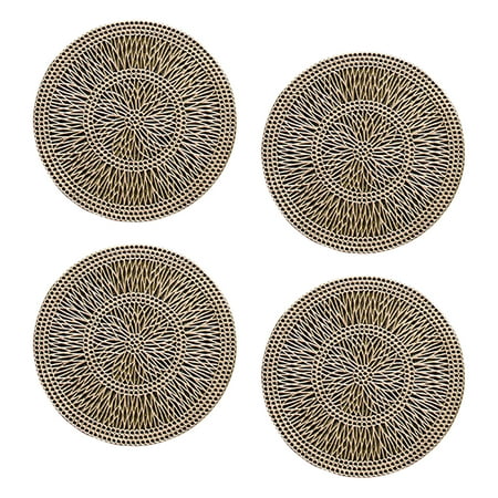 

Ximi 4Pcs Coaster Non-slip Good Heat Insulation Ultra-thin Nordic Hollow Gilding Dining Table Cup Mat for Home