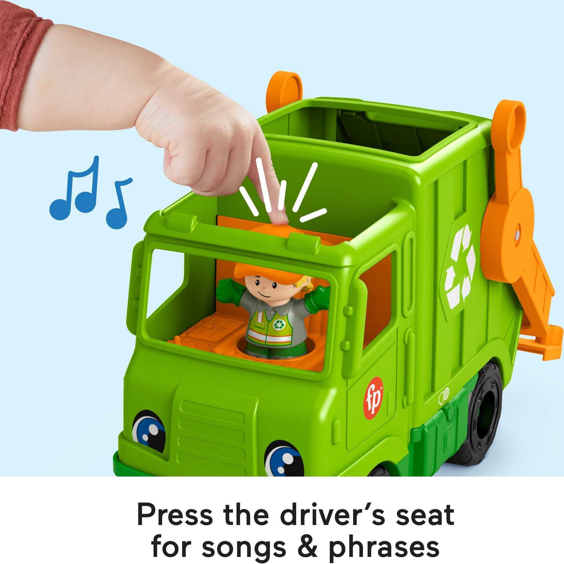 ​Fisher-Price Little People Recycling Truck Push-Along Musical Toy 