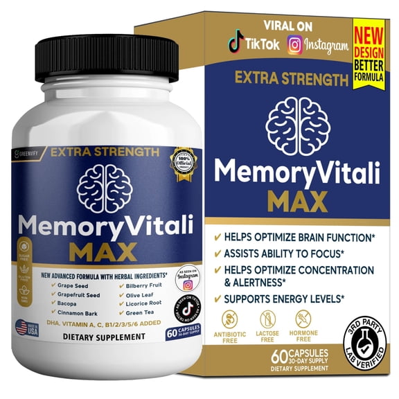 GreenVify Memory Vitali Max Dietary Supplement Capsules – Daily Brain & Cognitive Wellness Support